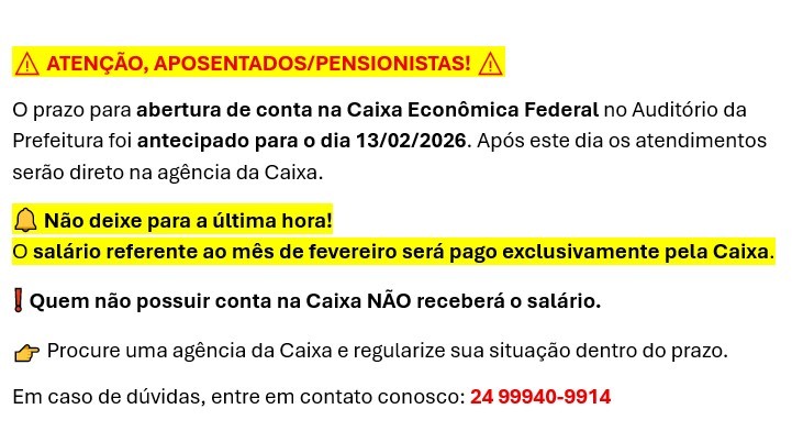 aviso caixa